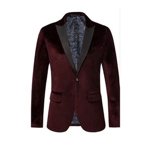 Burgundy Mens Slimfit Velvet Blazer